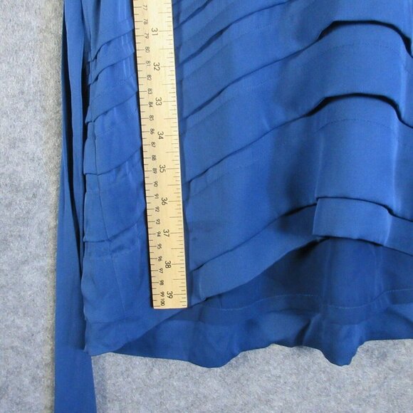 Diane Von Furstenberg Front Tie Overlapping Silk Mini Dress Ruched 8 Blue 278 - Picture 10 of 14